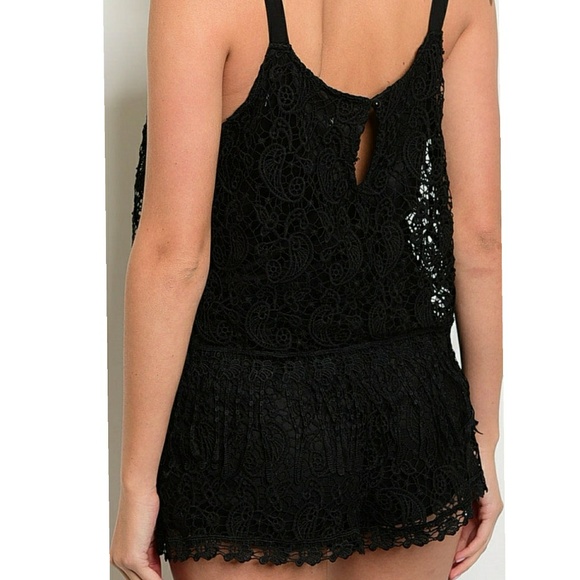 BLACK CROCHET ROMPER SHORTS - Picture 3 of 4